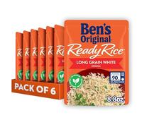 BEN'S ORIGINAL Ready Rice Original Long Grain White Rice Easy Dinner Side 250ml Bag (Pack of 6)