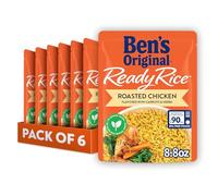 BEN'S ORIGINAL Roasted Chicken Flavoured Ready Rice Easy Dinner 250ml Bag (Pack of 6)