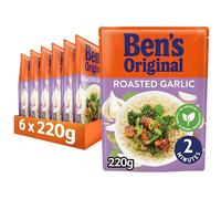 BEN'S ORIGINAL Roasted Garlic Microwave Rice, Bulk Multipack 6 x 220g pouches
