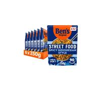 Ben's Original Street Food Indonesian Spicy ready in 90 seconds Noodles Ready Meal serves 1 multipack 6x 250g
