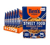 Ben's Original Street Food Korean BBQ Style ready in 90 seconds Noodles Ready Meal serves 1 multipack 6x 250g