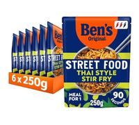Ben's Original Street Food Thai Stir Fry ready in 90 seconds Noodles Ready Meal serves 1 multipack 6x 250g