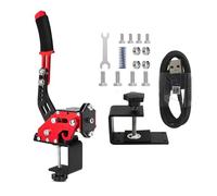 Benshuuk 4-in-1 USB Handbrake Clamp For XBOX ONE/XBOX ONE Series : Compatible with G923 - PC Racing Game Handbrake For G27 G29 G920 T300 T500-Racing Wheel (Red, With Clamp)