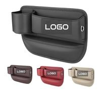 BeNsil Car Leather Cup Holder Gap Bag, Custom Seat Gap Storage Box with Logo/Text, Adjustable Car Seat Storage Box, Leather Car Seat Gap Organizer, for Glasses Phones Keys and Cards(Driver Side)