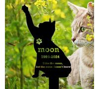 BeNsil Personalized Metal Cat Memorial Stake Grave Marker,Custom Stars Moon Cat Grave Marker Outdoor,Personalized Cat Name Remembrance Yard Stake Pet in Heaven Loss of Cat Sympathy Gift