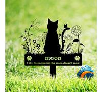 BeNsil Personalized Metal Cat Memorial Stake Grave Marker,Custom Stars Moon Cat Grave Marker Outdoor,Personalized Cat Name Remembrance Yard Stake Pet in Heaven Loss of Cat Sympathy Gift