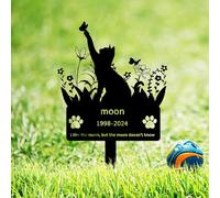 BeNsil Personalized Metal Cat Memorial Stake Grave Marker,Custom Stars Moon Cat Grave Marker Outdoor,Personalized Cat Name Remembrance Yard Stake Pet in Heaven Loss of Cat Sympathy Gift