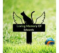 BeNsil Personalized Metal Cat Memorial Stake Grave Marker,Custom Stars Moon Cat Grave Marker Outdoor,Personalized Cat Name Remembrance Yard Stake Pet in Heaven Loss of Cat Sympathy Gift