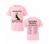 Benson Boone World Tour 2026 T Shirt - Wanted Man Tour Graphic Tee - Front and Back Print - Concert Fan Gift (LigthPink, M Years)