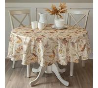 Benson Mills Autumn Jacquard Printed Fabric Tablecloth for Fall, Harvest, and Thanksgiving (Natures Leaves, 70" Round)