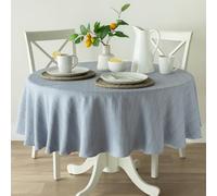 Benson Mills Cameron Textured Fabric Table Cloth, for Everyday Home Dining, Parties, Weddings & Holiday Tablecloths (70" Round, Millennium Light Chambray Blue)