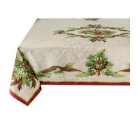 Benson Mills Christmas Ribbons Engineered Printed Fabric Table Cloth, Winter, Holiday and Christmas Tablecloth (60" X 120" Rectangular, Xmas Ribbons)
