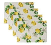 Benson Mills Cork Placemats Set of 4, Thick Cork Place Mats for Kitchen and Dining Tables, Easy Clean Table Mats (12" x 16" Rectangular Set of 4, Lemons)