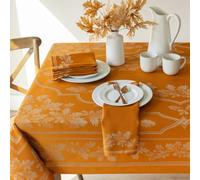 Benson Mills Fall Festival Heavyweight Engineered Jacquard Fabric Table Cloth, Decor for Autumn, Fall, Holiday, Harvest and Thanksgiving Tablecloth (Orange/Amber/Golden Rust, 60" x 144" Rectangular)