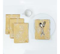 Benson Mills Harmony Scroll Set of 4 Napkins (Gold, 18” x 18”) | Woven Damask Fabric Napkins for Everyday Home Dining, Parties, Special Occasions, Weddings and Holidays, Gold/Golden