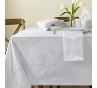 Benson Mills Harmony Scroll Woven Damask Fabric Tablecloth, Everyday, Parties, Special Occasions, Weddings and Holiday Table Cloth (60" X 84" Rectangular, White)
