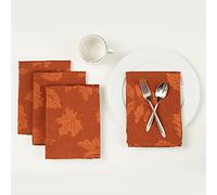 Benson Mills Harvest Legacy Damask Fabric Cloth Napkins for Fall, Harvest, and Thanksgiving Tablecloths (Rust/Burnt Orange, 18" X 18" Napkins Set of 4)