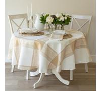 Benson Mills Heavyweight Jacquard Fabric Table Cloth with Gold Metallic Accents, Décor for Everyday, Parties, Holiday, Thanksgiving, and Christmas Tablecloth (Grandeur Glow, 70" Round)