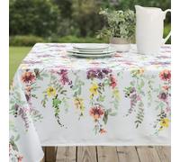 Benson Mills Heavyweight Spillproof Spring/Summer Fabric Indoor Outdoor Tablecloth, Outdoor Table Cloth for Rectangle Tables, Picnic/Patio Table Covers (52" x 70" Rectangular, Floral Cascade)
