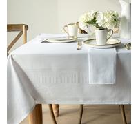 Benson Mills Matera Heavyweight Easy Care Fabric Tablecloth, Everyday, Parties, Weddings and Formal Holiday Table Cloth (60" x 120" Rectangular, White)