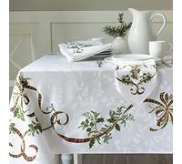 Benson Mills Merry Ribbons Engineered Printed Jacquard Fabric Christmas Table Cloth, Elegant Christmas Tablecloth for All Holiday and Winter (60" x 104" Rectangular)