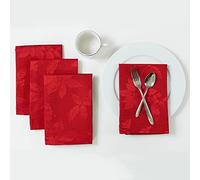 Benson Mills Poinsettia Legacy Damask Napkins (Red, 18" X 18" Napkins Set of 4)