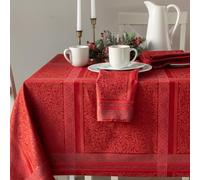 Benson Mills Ravenna Yarn-Dyed Jacquard Tablecloth, Heavy Fabric, for Everyday, Parties, Weddings, Holidays, Winter and Christmas (60" x 144" Rectangle, Red)