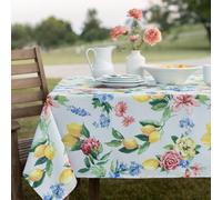 Benson Mills Spillproof Spring/Summer Durable Heavyweight Fabric Indoor Outdoor Tablecloth, Washable Table Cloth for Rectangle Tables, Picnic/Patio Table Covers (60" x 84" Rectangular, Lemon Bouquet)