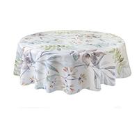 Benson Mills Spillproof Spring/Summer Fabric Indoor Outdoor Tablecloth, Outdoor Table Cloth for Round Tables, Picnic/Patio Table Covers (70" Round, Botanica)