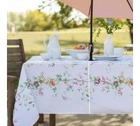 Benson Mills Spillproof Spring/Summer Fabric Outdoor Tablecloth w/Umbrella Hole, Zippered Table Cloth for Rectangle Tables, Picnic/Patio (60" x 84" Rectangular w/Umbrella Hole, Flowering Orchard)