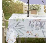 Benson Mills Spillproof Spring/Summer Fabric Outdoor Tablecloth with Umbrella Hole, Zippered Table Cloth for Rectangle Tables, Picnic/Patio Table (60" x 84" Rectangular with Umbrella Hole, Botanica)
