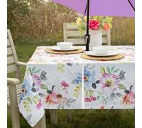 Benson Mills Spillproof Spring/Summer Fabric Outdoor Tablecloth with Umbrella Hole, Zippered Table Cloth for Rectangle Tables, Picnic/Patio Table (60" x 84" Rectangular with Umbrella Hole, Harper)