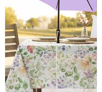 Benson Mills Spring/Summer Fabric Outdoor Tablecloth with Umbrella Hole, Zippered Table Cloth for Rectangle Tables, Picnic/Patio Table Covers (60" x 84" Rectangular with Umbrella Hole, Antonia)