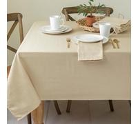 Benson Mills Textured Fabric Table Cloth, for Everyday Home Dining, Parties, Weddings & Holiday tablecloths (60" x 120" Rectangular, Flax/Beige/Taupe)