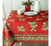 Benson Mills Winter Holly Engineered Spillproof Fabric Table Cloth, Winter, Holiday and Christmas Tablecloth (60" X 120" Rectangular, Winter Holly)