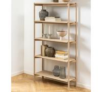 benson tall wooden bookcase with 4 shelves in white oak