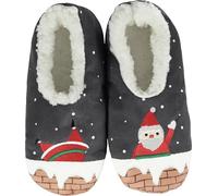 BenSorts Fuzzy Slipper Socks for Women Funny House Slippers with Grips, 1 Pair Christmas Grey, 9-11