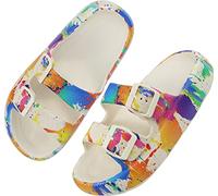 BenSorts Pillow Sandals for Women Men Thick Sole Adjustable Buckles EVA, Colorful Beige, 9.5-10.5 Women/8.5-9.5 Men