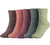 BenSorts Women's Winter Boots Socks Thick Warm Cozy Crew Socks Solid Color Gifts, Darkgreen Green Pink Rose Red 5 Pairs, M
