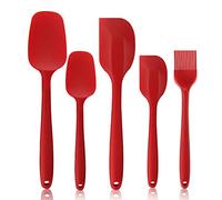 Benss Silicone Spatula Set Silicone Kitchen Utensils Set,Heat Resistant Non Stick Coating with Steel core, for Cooking Baking Cake Decorating, Rubber Spatula Turner Spoonula, 5, Red