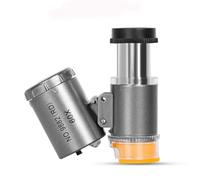 Benssey 60X Mini Pocket Microscope Jewelers Eye Loupe Portable Magnifying Glass with LED UV Light for Jewelry Diamond Gem C