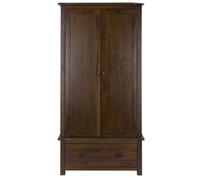 Bent Dark Wood 2 Door 1 Drawer Wardrobe