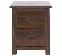Bent Dark Wood 2 Drawer Bedside Cabinet