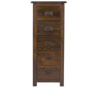 Bent Dark Wood 5 Drawer Tall Chest