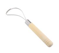 Bent Head Scraper Coconut Meat Remover Stainless Steel Loop Pottery Sculpting Tool Ergonomic Wooden Handle for Clay Sculpting Pottery Crafting Projects