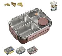 Bent o Lunch Box, Stainless Steel Stackable Packed Lunch Box for Adults Kids, Large Capacity Layered Lunchs Boxes with 3 Compartment, Portable Lunchs Containers, for Sandwich, Salad, Rice(Red)