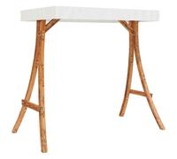 vidaXL Solid Bent Wood Swing Frame with Cream Roof with Teak Finish Bench