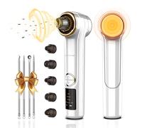 BENTFINE 2 in 1 Blackhead Remover Vacuum, 2025 Newest Pore Vacuum, Blackhead Vacuum Extractor, Whitehead Remover Tool with Heating Mode, Facial Pore Cleaner Electric with 5 Heads & 3 Suction (White)
