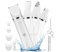 BENTFINE 4 in 1 Dog Clippers, Dog Cat Grooming Kit, Cordless Dogs Paw Trimmer, Low Noise Pet Trimmer with Nail Grinder Stainless Steel Scissors Combs, Rechargeable Pet Cat Shaver for Hair, Eyes, Face