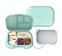 Bentgo Chill Kids Leak-Proof Lunch Box - 4-Compartment Bento Box with Built-In Ice Pack, 3.3 Cup Capacity, PFAS & BPA-Free, Microwave & Dishwasher Safe, Ideal Size for Ages 3 to 7 (Aqua)
